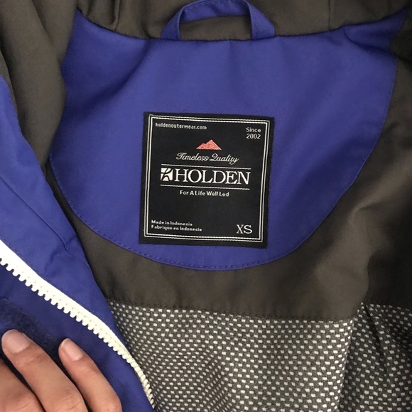 holden cobalt blue rain jacket w/ leather details - Picture 5 of 5